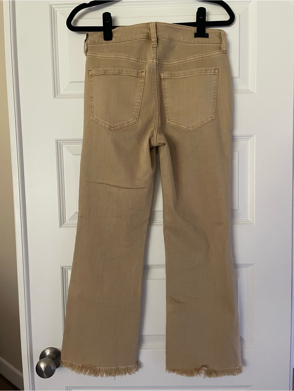 Liverpool Hannah Crop Flare Jean, Frayed-Hem, size 4/27, tan - Picture 3 of 6